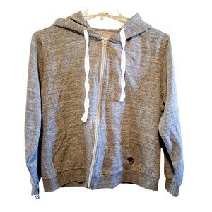 Doublju Gray Zip-Up Hoodie With White Drawstrings Lightweight Casual Wear 1X Siz
